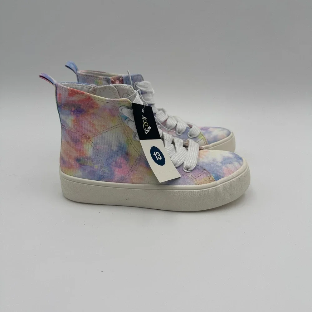 Art Class Kids Tie-Dye High Top Sneakers Size 13 Kids Side Zipper NWT